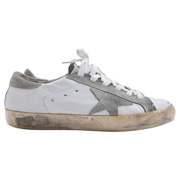 Golden Goose Shoes - Golden Goose Super-Star with Gray Suede Star and Heel Tab Sneakers in White